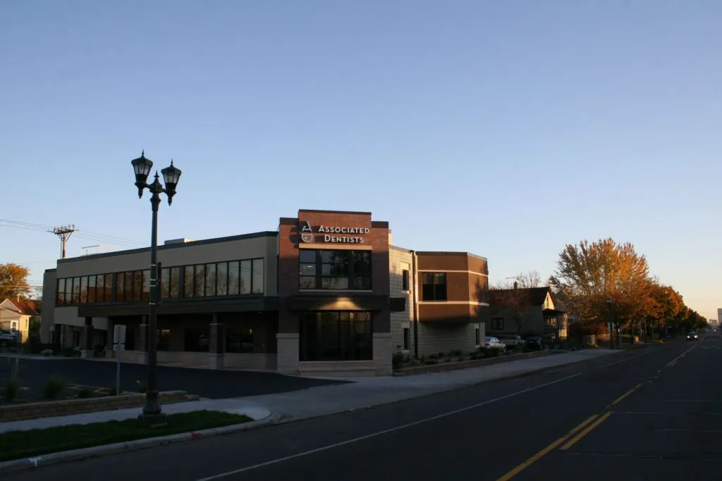 View of the office building from across the street