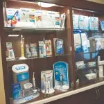 Display of dental products they sell; electric tooth brushes, replacement parts etc.