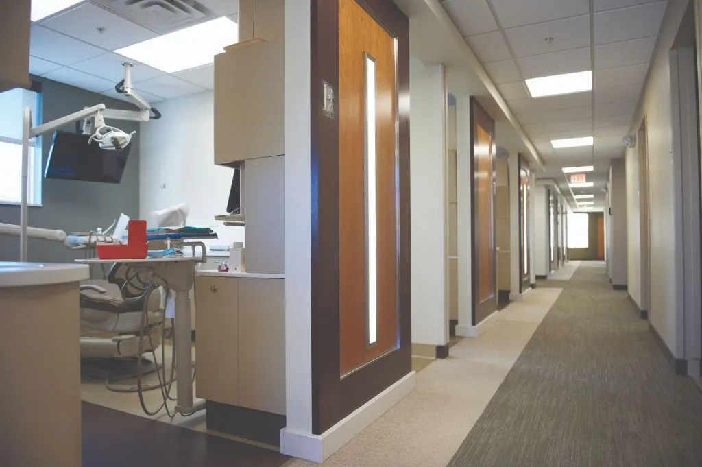 Office tour of hallway and examining room 