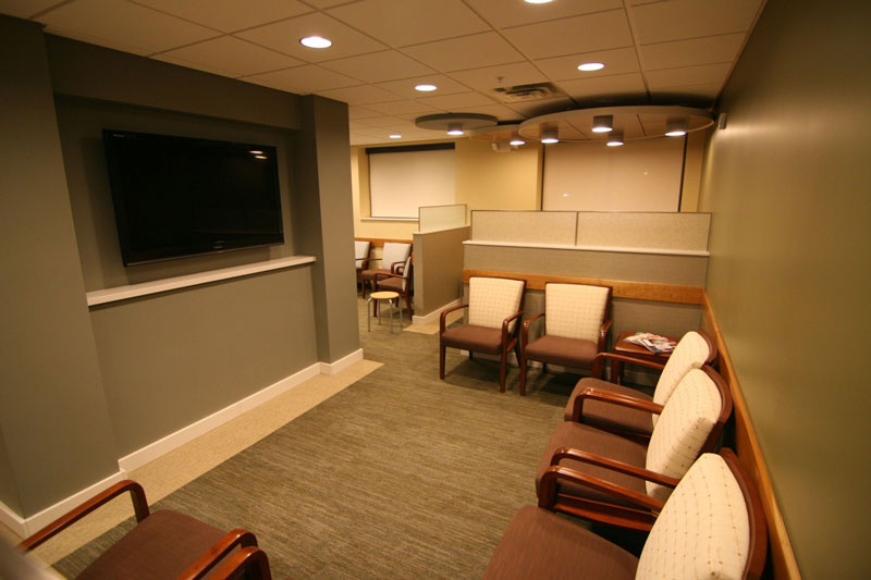Patient waiting room with TV